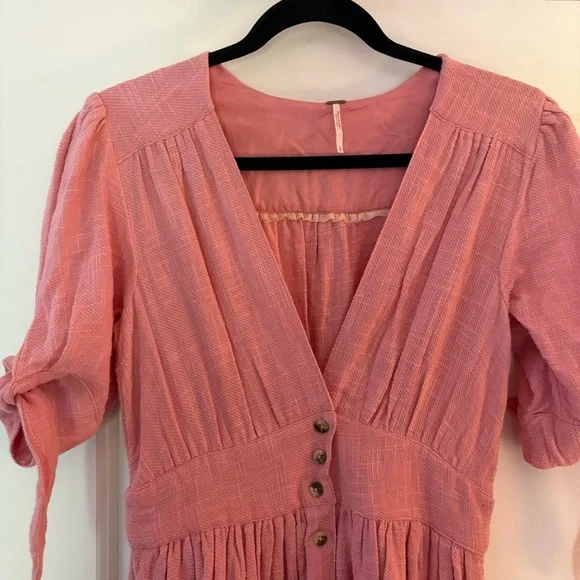 Free People Women’s Love of My Life Cotton Gauze Prairie Festival Pink Dress - Picture 7 of 13